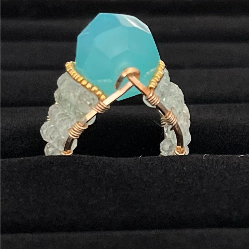 Mid Century Cocktail Ring 14 k gold filled decorative setting